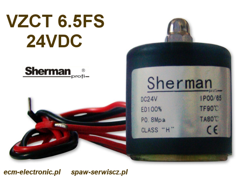 Cewka do elektrozaworu typu VZCT 6.5FS 24VDC firmy Sherman