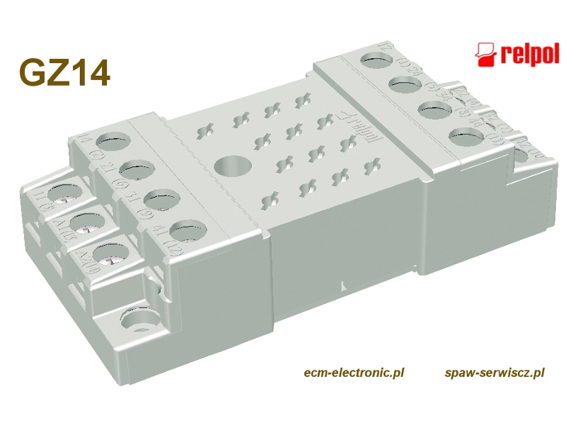 Gniazdo typu GZ14 z zaciskami rubowymi - przekaniki R15 4P