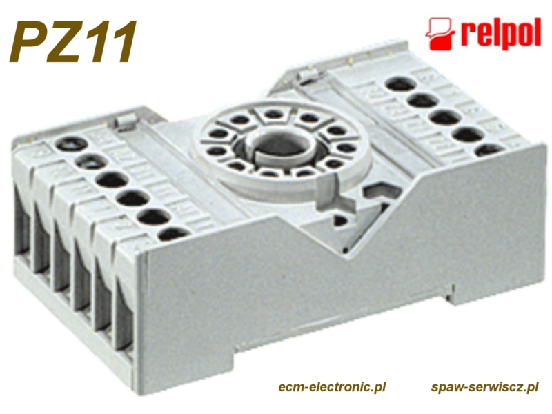 Gniazdo typu PZ11, zaciski rubowe - przekaniki R15 3P