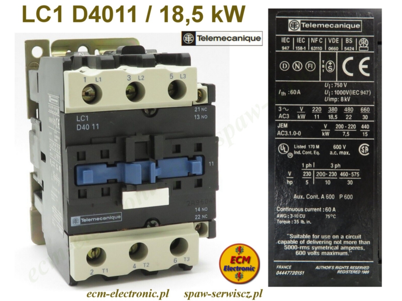 Stycznik BWS typ LC1-D4011/24VAC-50/60Hz (zamiennik CI-37)