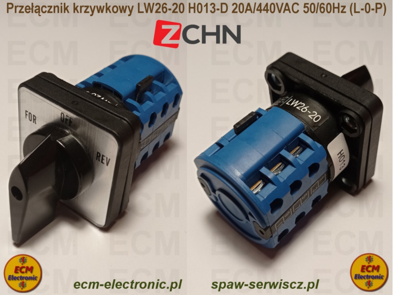 Przecznik krzywkowy LW26-20 H013-D (L-0-P) 20A/440VAC 50/60Hz