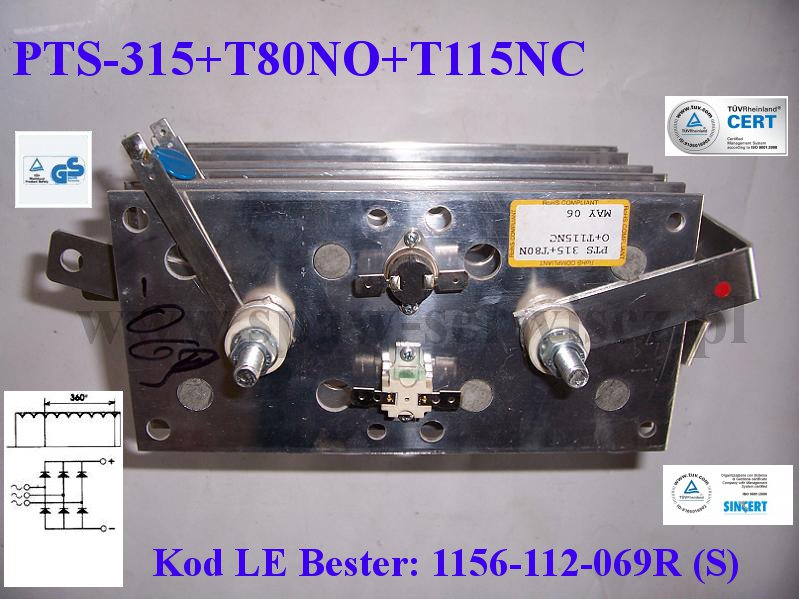 Mostek prost. PTS-315+T80NO+T115NC (300A) kod 1156-112-069R (S)