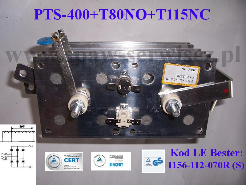 Mostek prost. PTS-400+T80NO+T115NC (400A) kod 1156-112-070R (S)