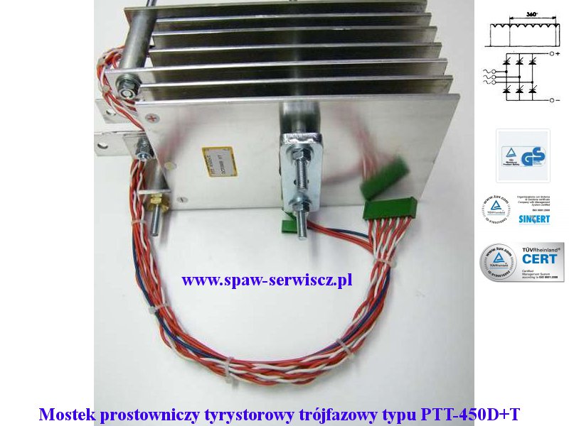 Mostek prost. tyrystorowy trjfazowy typu PTT-450D+T (450A)