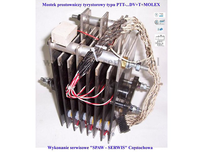 Mostek tyrystorowy typu PTT-850DVSN+T+M (850A, ED 100%)