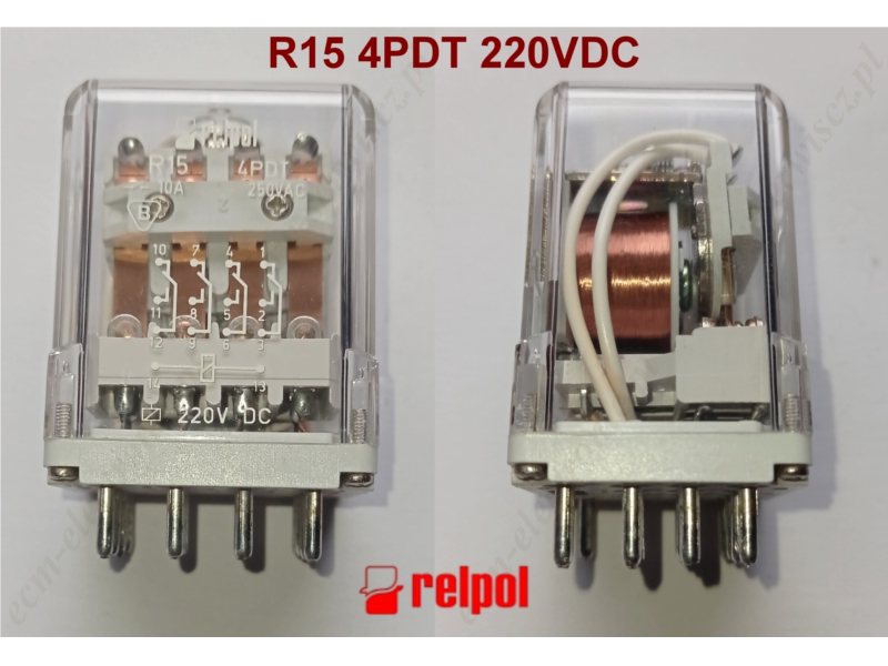 Przeka¼nik przemys³owy R15 4PDT, 10A/250VAC, cewka 220VDC