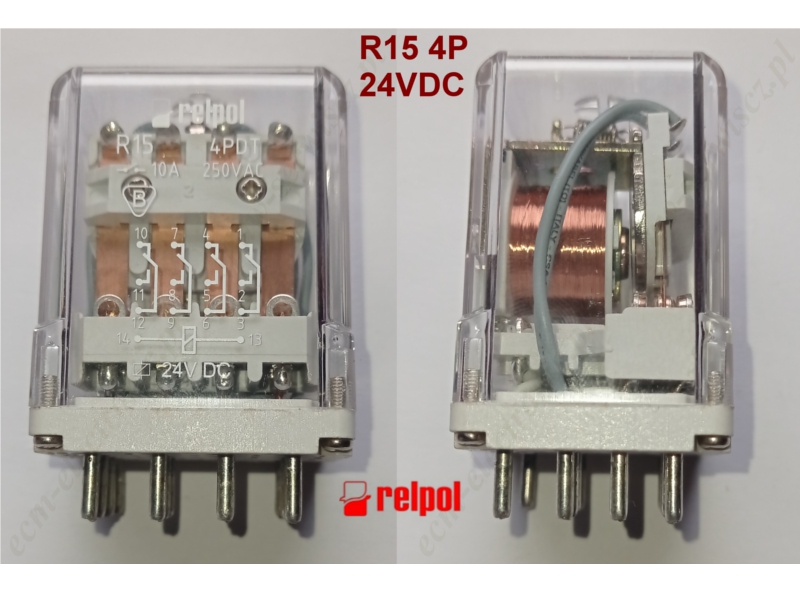 Przeka¼nik przemys³owy R15 4PDT, 10A/250VAC, cewka 24VDC