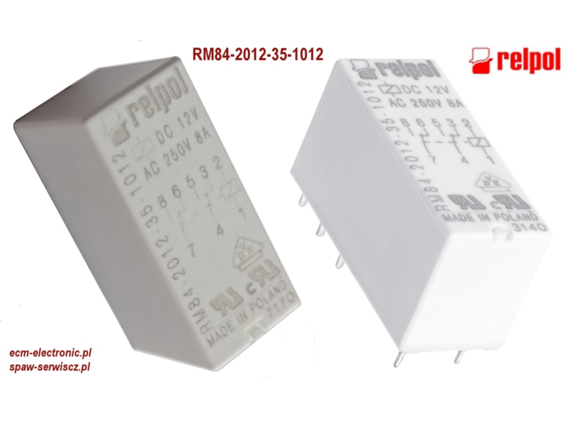 Przekanik miniaturowy RM84-2012-35-1012, 8A/250VAC, cewka 12VDC