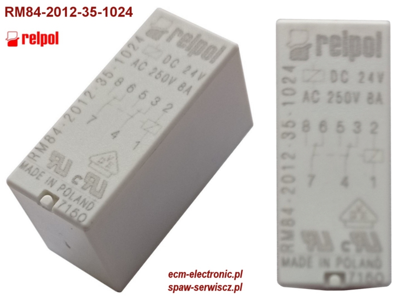 Przekanik miniaturowy RM84-2012-35-1024, 8A/250VAC, cewka 24VDC