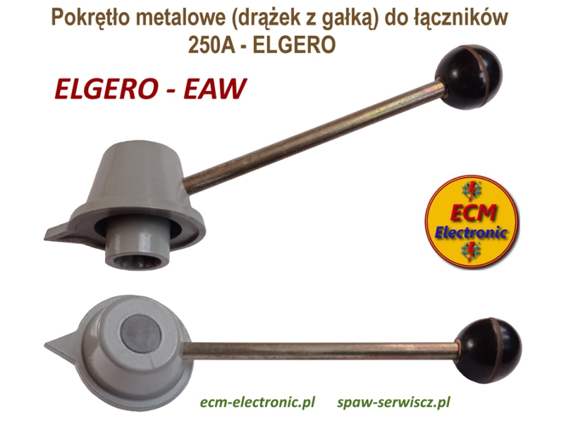 Pokrętło metalowe z gałką do łączników krzywkowych 250A - ELGERO