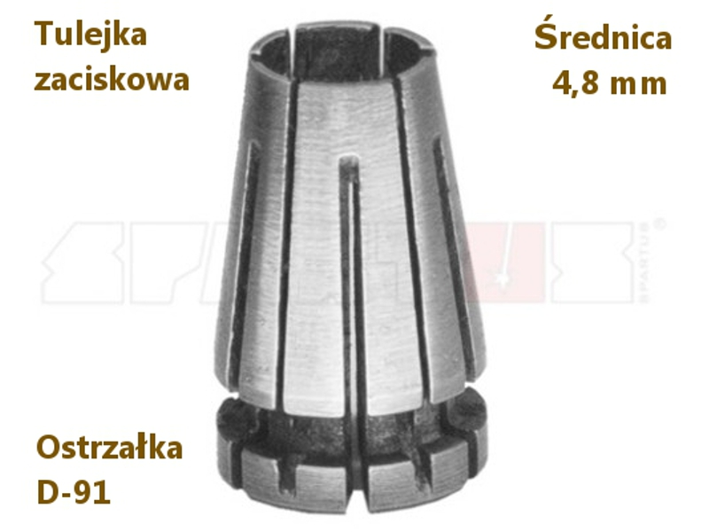 Tulejka zaciskowa do ostrzaki D-91, rednica elektrody 4,8 mm