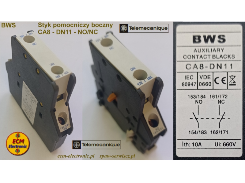 Styk pomocniczy boczny CA8-DN11-NO/NC (zwierno-rozwierny BWS)
