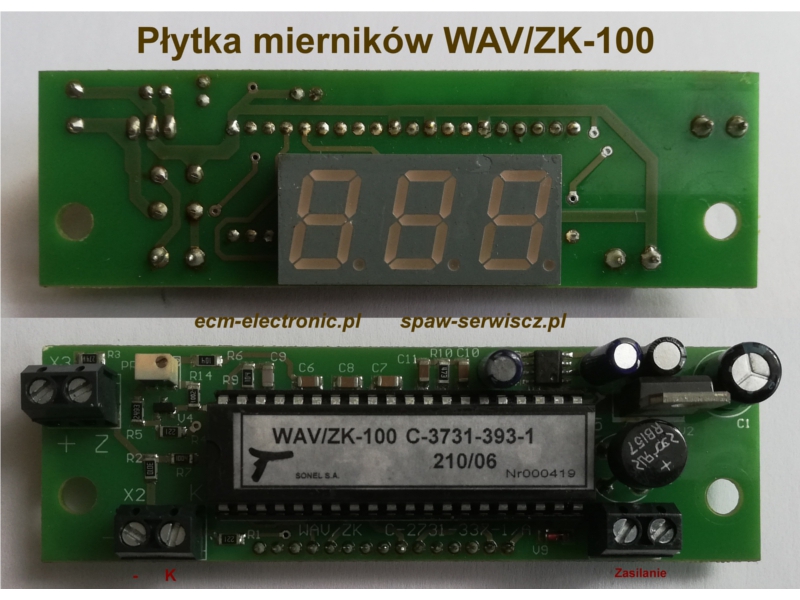 P³ytka mierników typu WAV/ZK-100, kod 0918-432-066R