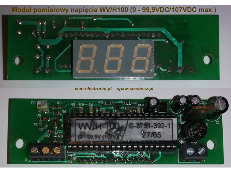 P³ytka woltomierza typu WV-H100, kod D-3817-009-1R
