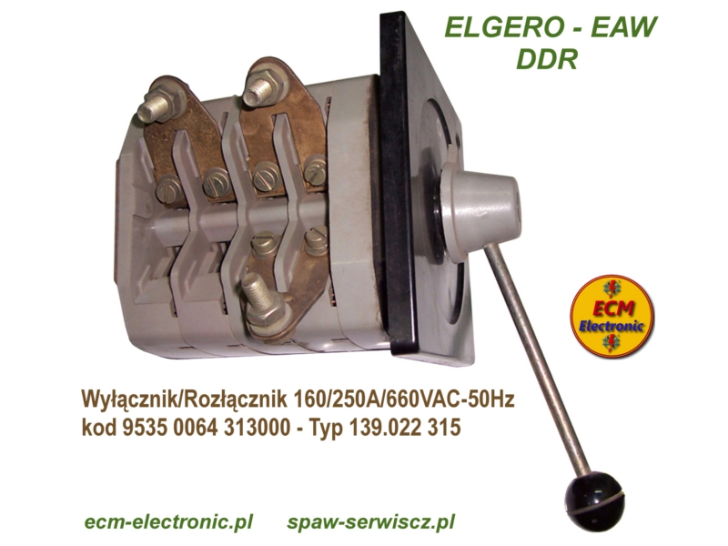 Wyłącznik/Rozłącznik 160/250A/660VAC-50Hz kod 9535 0064 313000
