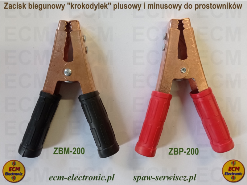 Zaciski biegunowe izolow. 200A typ "Krokodylek" do prostownikw